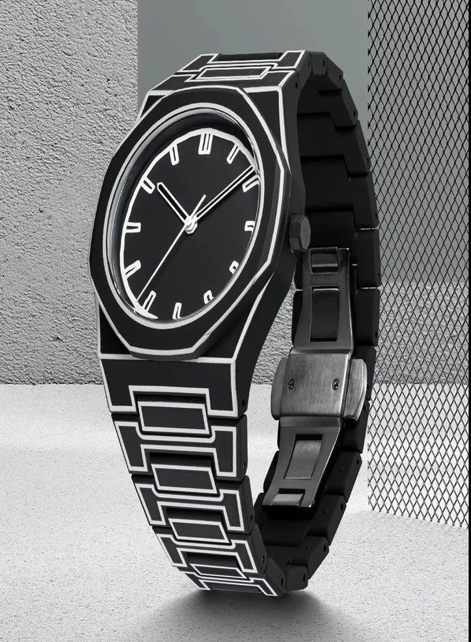 FANMIS Men's Anime-Inspired Fashion Sketch Wristwatch Minimalist Creative Wormhole Design Watch Stylish and Durable Timepiece for Men's Sports Watch (B Black) - Image 2
